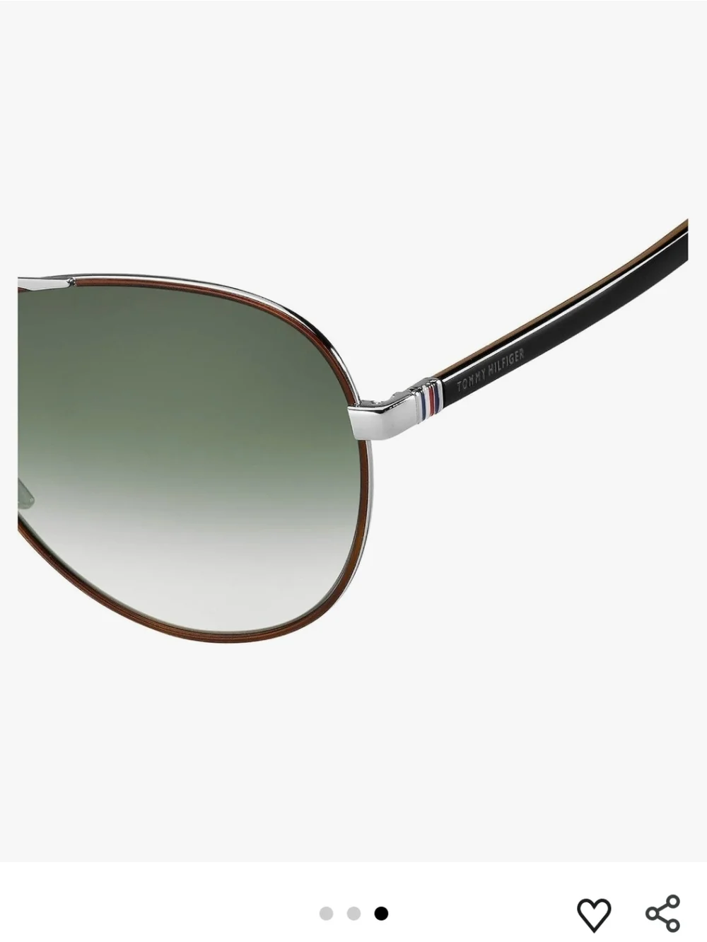 TOMMY HILFIGER 61mm 1766S Aviator Pilot Sunglasses Sil/Grn Made In Italy BNWT